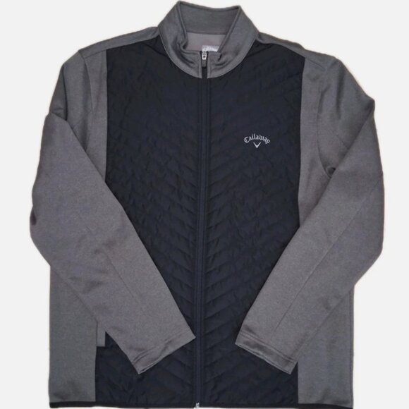 Callaway Golf Full Zippered Sweater Jacket Men's Size Large Quilted Fleece Logo - Picture 1 of 8